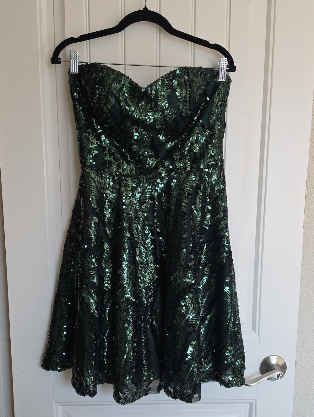 Strapless Sequin Party Dress in Dark Green